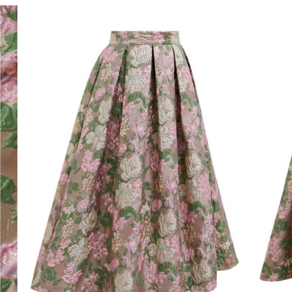Chicwish Floral Midi Skirt in Pink and Green